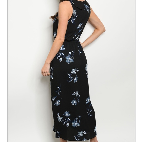 Black Floral Maxi Dress S-M - Picture 2 of 5